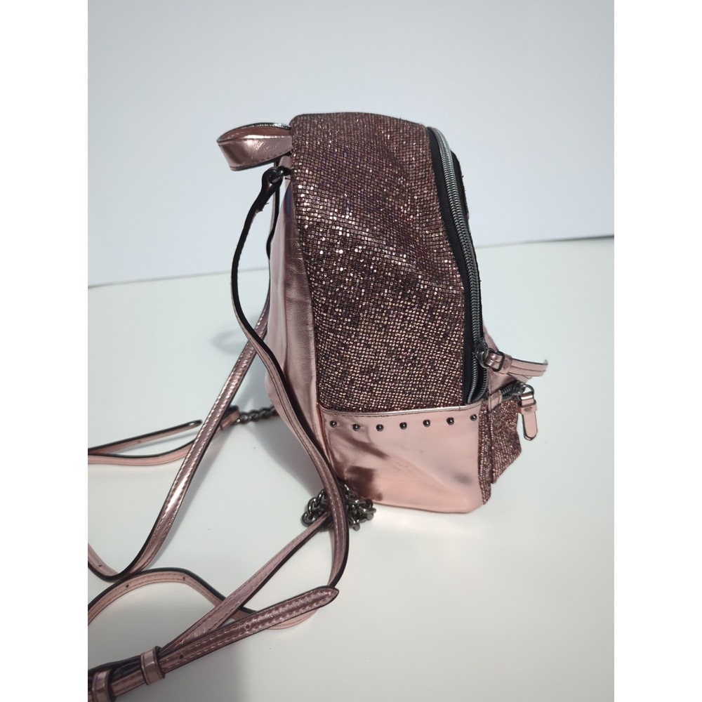 Victoria Secret Sparkly Pink Mini Backpack Sequins Metallic Pink Party City club - Picture 11 of 16